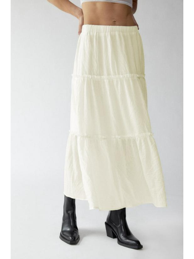 Autumn 2025 Retro Chic Women s Distressed Solid Color Casual Skirt Medium слоновая кость/белый