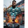 Goth Horror Joker Skull 3D Printed Men's T-Shirts Summer Street Short-Sleeve Outdoor Casual Tops Men's and Women's Tees Top