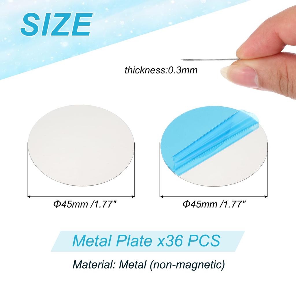 PATIKIL 36 Pieces Steel Plate 45mm Round Strong Double Sided