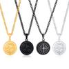 Reisekompass Anhänger Halsketten für Männer Einfach Rund Goldfarbe Edelstahlkette Hip Hop Schmuck Männliche Geschenke Großhandel