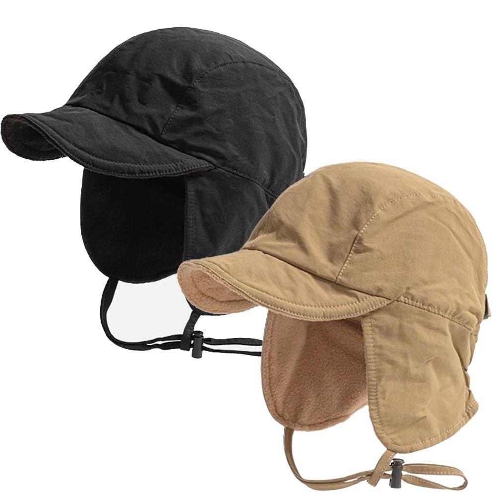 Windproof Velvet Pilot Hat Solid Color Winter Cap Japanese Bomber Hat  Outdoor