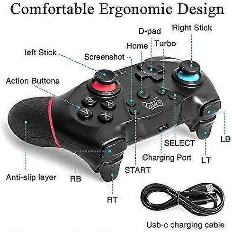Nintendo Switch Controller, Pro Nintendo Switch/Switch Lite Wireless Controller, Gamepad Remote, Turbo and Dual Vibration