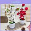 Faux Peach Blossom Desktop Decor With Bright Flowers For Home And Garden Display