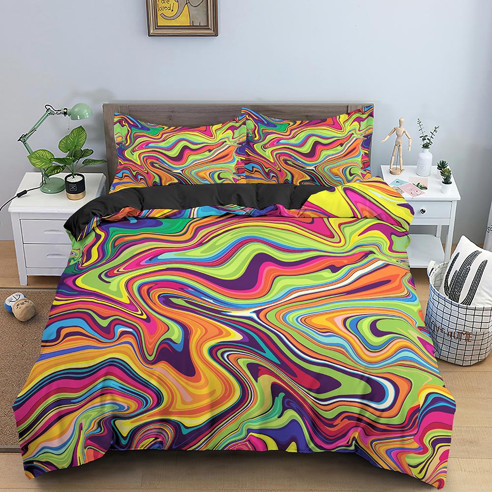 Marble Bedding Set Colorful Marbled Printed Duvet Cover Set Polyester Quilt Cover Bedclothes With Zipper Closure Home Textile