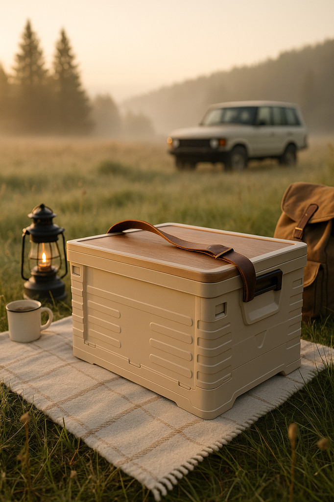 Outdoor Camping Box Turnover Carrying Case Folding Storage Box Flip Storage Box Wooden Lid Car Trunk Storage Box