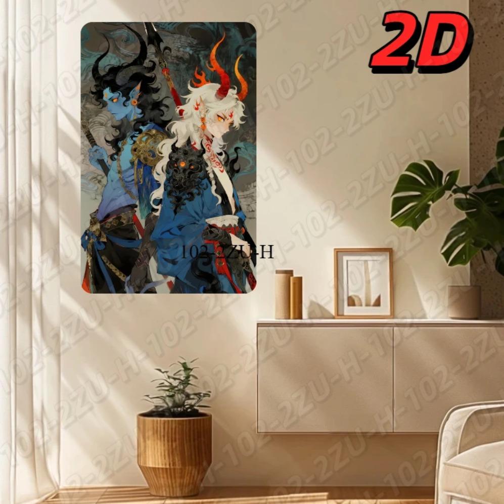 Iron Art Demon Wall Decor Metal Hanging Dark Fantasy Anime Horned Print Durable Home 20x30cm