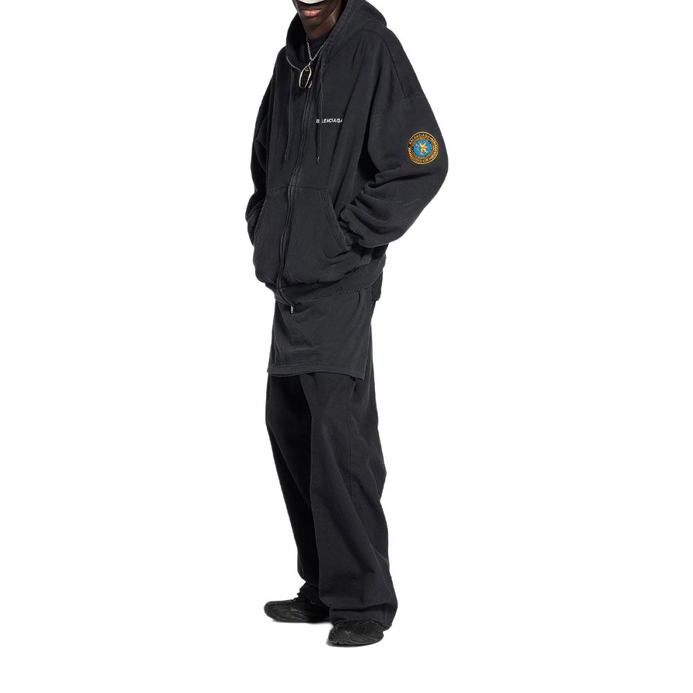 Balenciaga Uniform Patch Zip Up Hoodie 826162TSVH31041