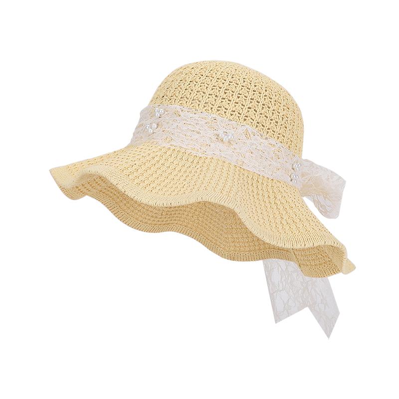 Summer Large Brim Sun Hat, Beach Vacation Sun Hat, Women's Lace Bow Sun Hat