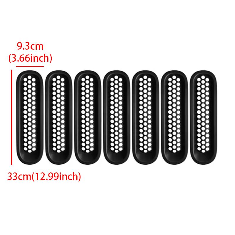 7Pcs Matte Gloosy Black Front Grille Mesh Inserts Trim Car Sticker Grille Cover Guard for Jeep Wrangler JK 2007-2017 Car Styling