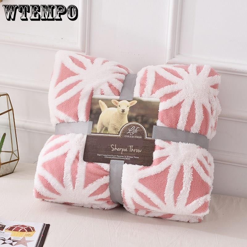 Bed Bedspread Winter Warmth Thickening Three-dimensional Double Layer Comfort Cotton Wool Jacquard Blanket Lamb Wool Blanket Home Textile Bedspread