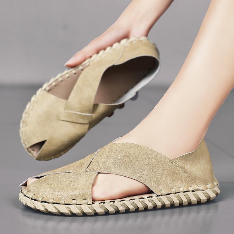 Fashion 2025 Mens Summer Sandals Athletic Beach Slides Shoes Handmade Outdoor Versatile Comfy Sandals Mens Hiking Sandals Size 39-44