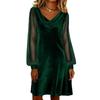 YYFS Vestidos casuales de cintura holgada con escote en V y manga larga para primavera y otoño para mujer