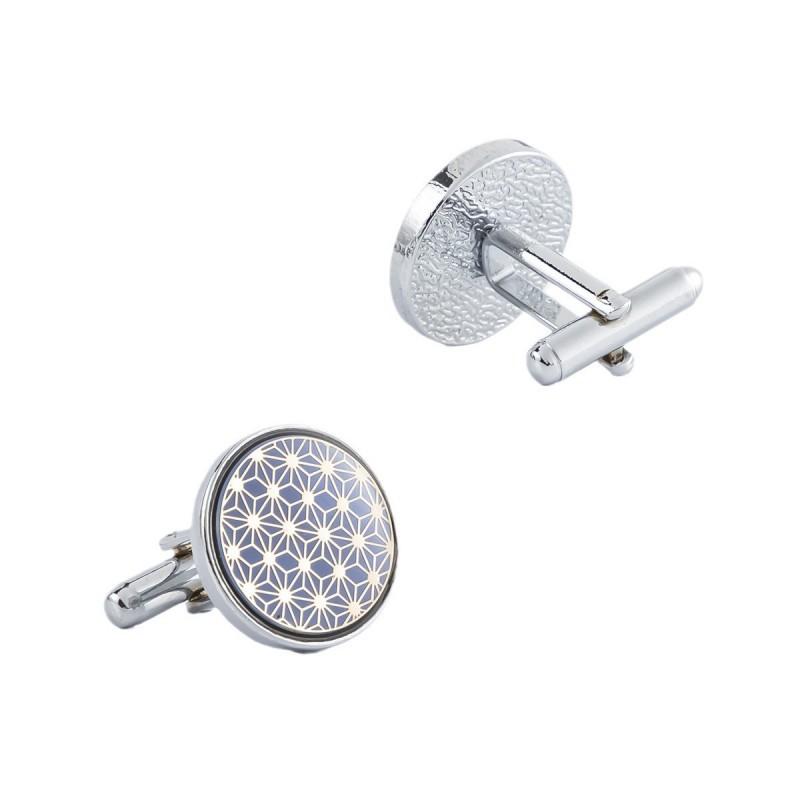 Electroplated Silver Circular Pattern Accessories Drip Coated Enamel Cufflinks Men s French Shirt