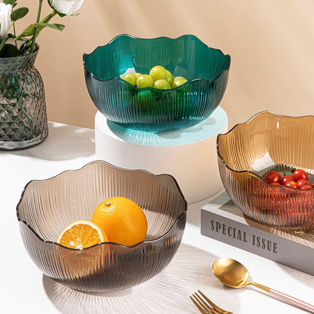 Flat Bottom Fruit Bowl Wave Edge Serving Dishes Fashionable Look Snack Basket Home Organization