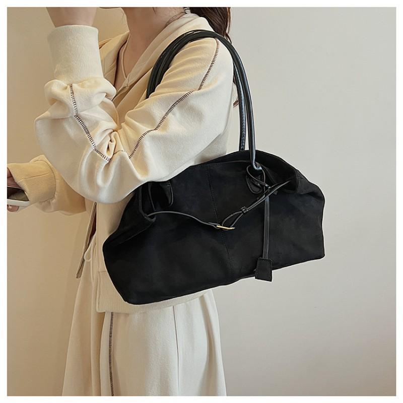 Vintage Suede Tote Bag Women Large Capacity Soft Shoulder With Magnetic Crossbody Or Underarm Style