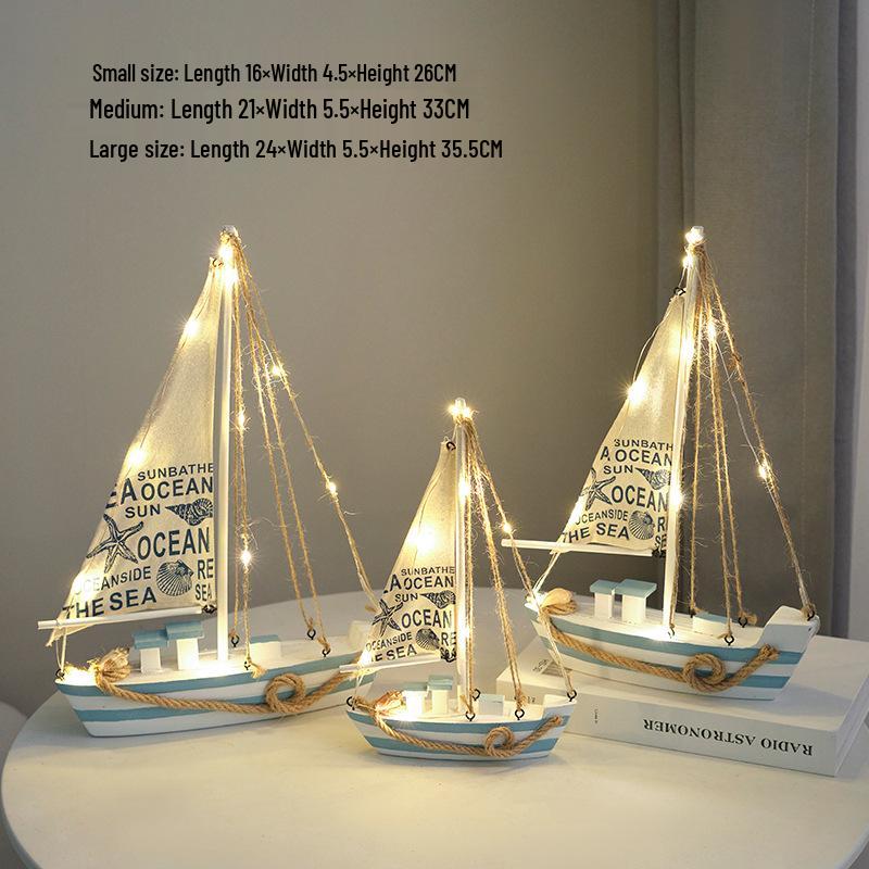Porzellan Segelschiff Modell im mediterranen Stil - Kreative Holz Heimdeko Ornamente