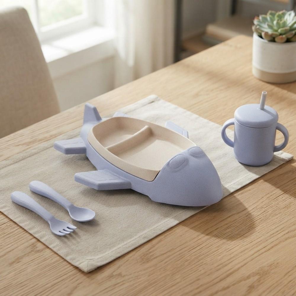 Divided Airplane-Shaped Children's Plate Cartoon Food Dish Household Food Tray Preschool