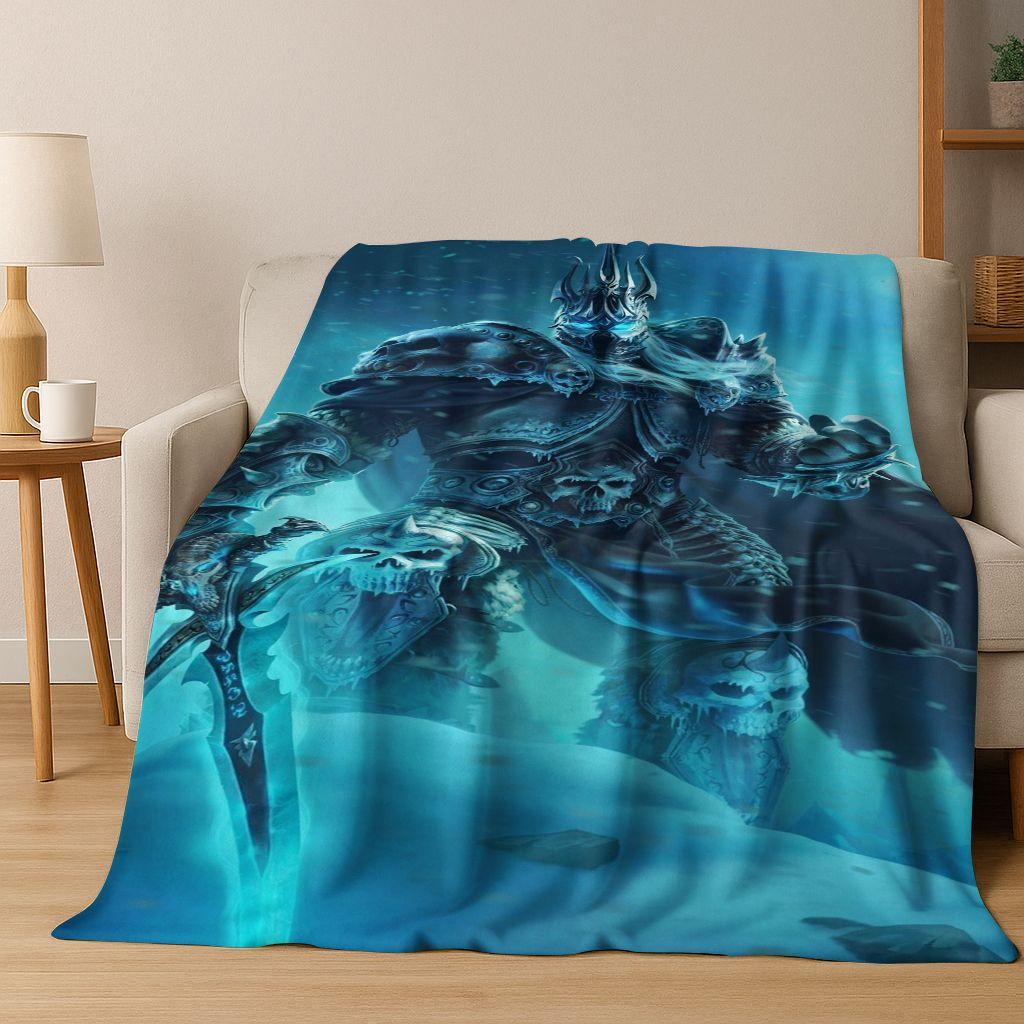 WOW World of Warcraft Arthas Demon Illidan Sylvanas Flannel Blanket,Cozy Soft Throw Blanket for Home Bedroom Bed Sofa Cover Gift