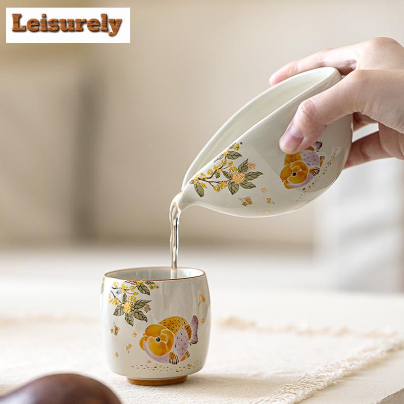 111ml Plant Ash Gold Osmanthus Fish Tea Pitcher Pour Tea Cha Hai Dispenser Justice Cup Green Tea Fair Mug Drinkware Accessories