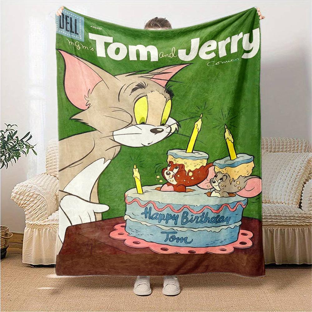 1pc Tom Jerry Flannel Blanket Soft Warm Throw for Home, Office, Travel, All-Season Cozy Bedding GiftL1124