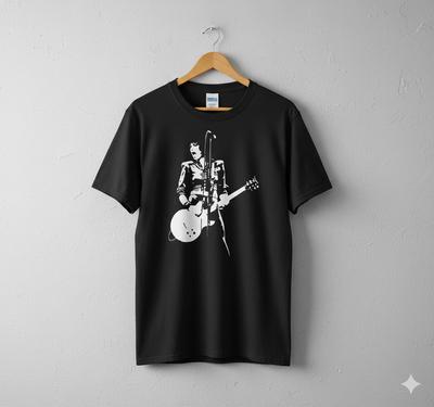Joan Jett Schwarze Gitarrensilhouette Punk Rock Vintage Stil T-Shirt - T145