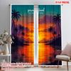 2pcs 2D Flat Printing Scene Curtains Paradise Found Happy Scape Fabric Without Electricity 0 Use for All Season Celebrations