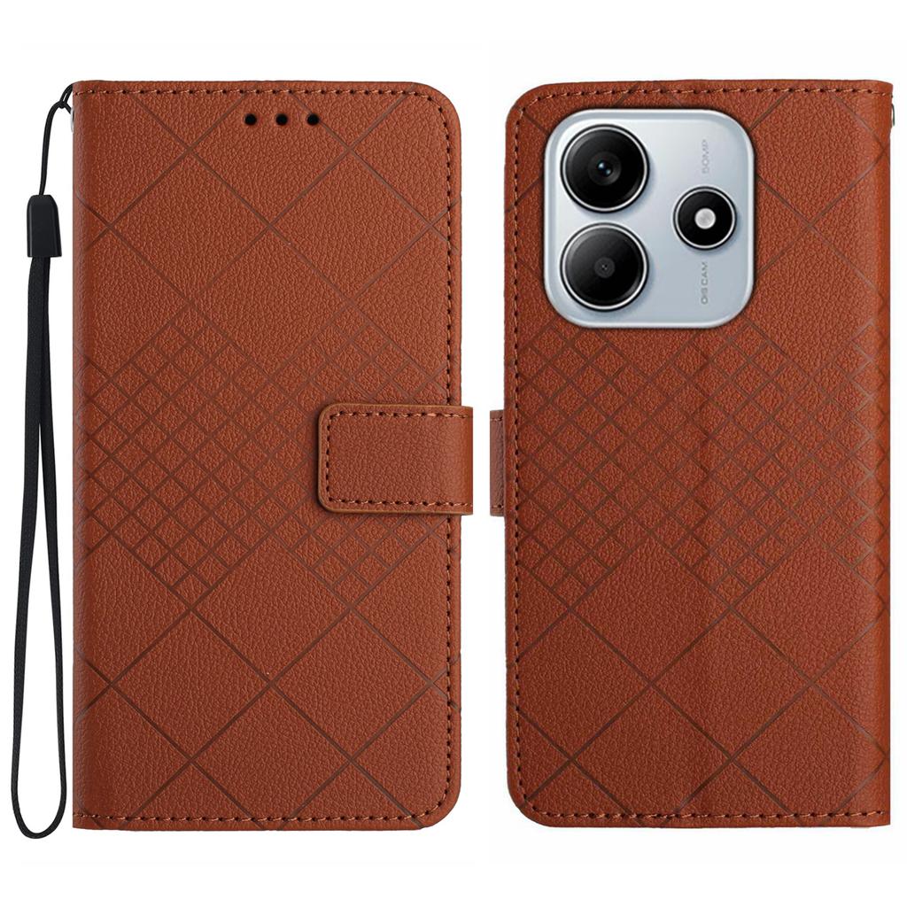 HT06 For Xiaomi Redmi Note 14 5G Wallet Phone Case Imprint PU Leather Flip Folio Cover