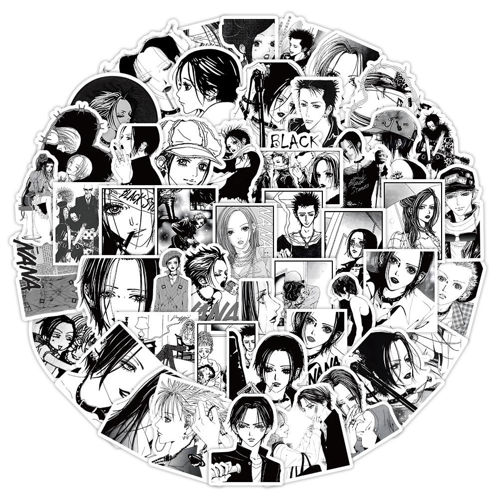 10/30/60pcs Black White Anime NANA Stickers Cool Cartoon Graffiti Decals DIY Guitar Laptop Diary Waterproof Manga Sticker