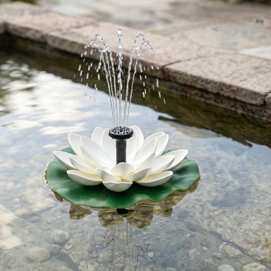 Lotus Solarwasserbrunnen mit Sprühdüsen Schwimmende Seerose Vogeltränke Brunnen Außen Gartenteich Pool Solarwasserpumpe Dekoration