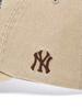 Emelbi Varsity Vintage Cursive Stitch Unstructured Ball Cap Ny (L.Beige)