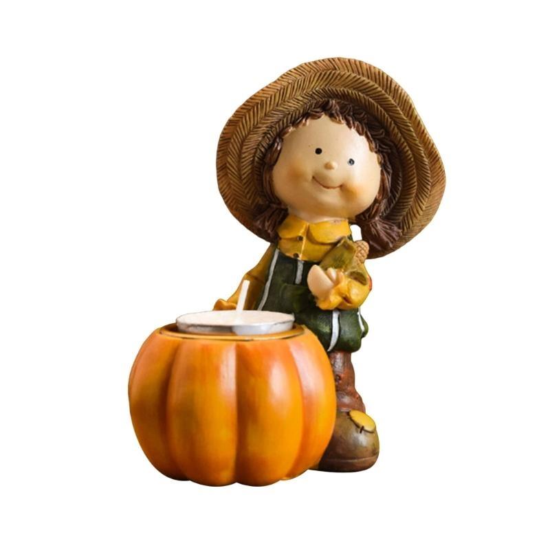 

652F Halloween Garden Adornments Pumpkin Doll Miniature Landscape for Home Outdoor Garden Decoration Pumpkins Decors