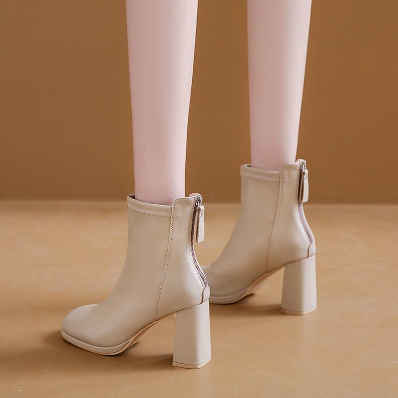 Winter Fashion Thick Heel Women Ankle Boot Fashion Square Toe Shoes Street Style Banquet Party Short Botas Mujer