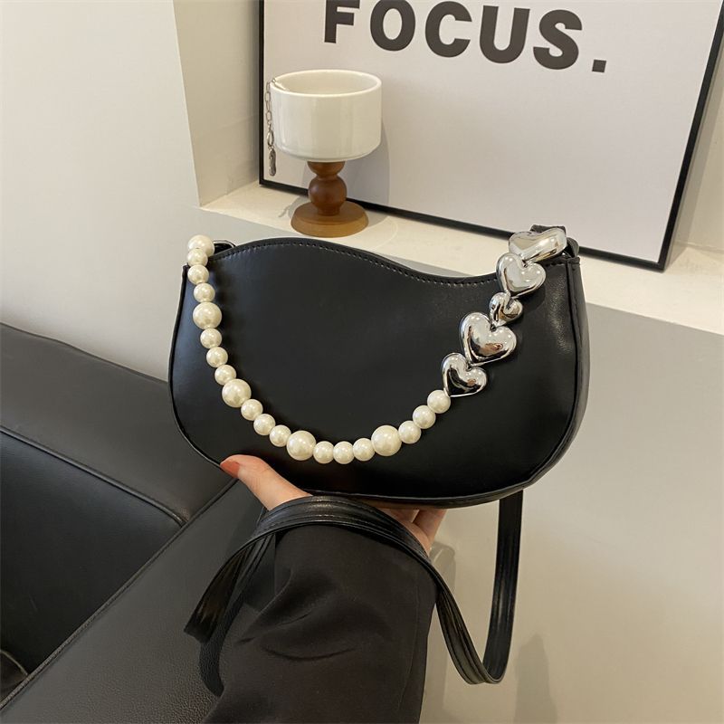 Premium Pearl Small Bag Women's 2025 New Korean Version Niche Design Fashion Shoulder Underarm Bag Chain Messenger Bag