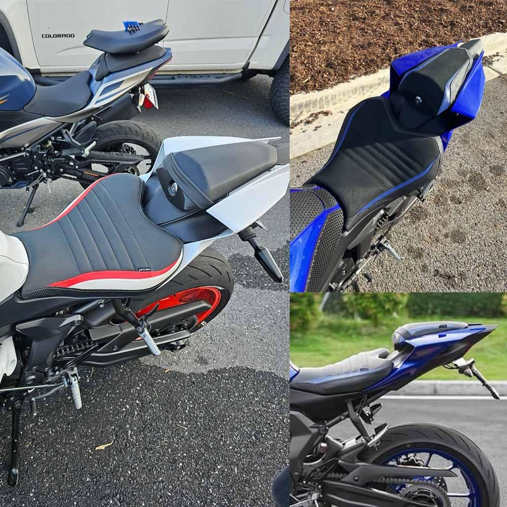 Motorcycle Front Driver Rider Solo Seat Anti-Slip Rear Passenger Seat Cover Cowl Cushion Pad
