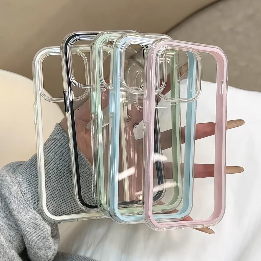 Candy-Colored 2-in-1 Phone Case for Apple iPhone 17 ProMax- Soft Silicone Transparent Simple Shockproof Full Cover on iPhone 17/16/15/14/13/12/11/Plus