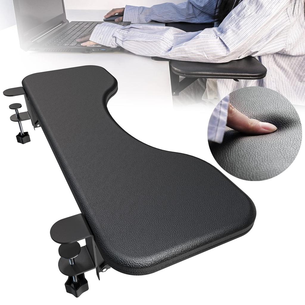 NODOCA Leather Armrest with Wrist Rest and Memory Desk No Drilling and Waterproof Built-in Foam, Ergonomic, Foldable, Extender, Required,