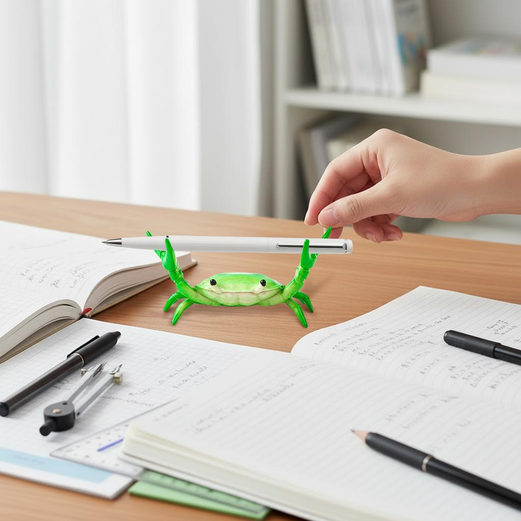Cute Crab Shape Pen Holder Creative Design Weightlifting Crab Pen Holder Pen Holding Bracket Pencil Storage Stand Desk Decor