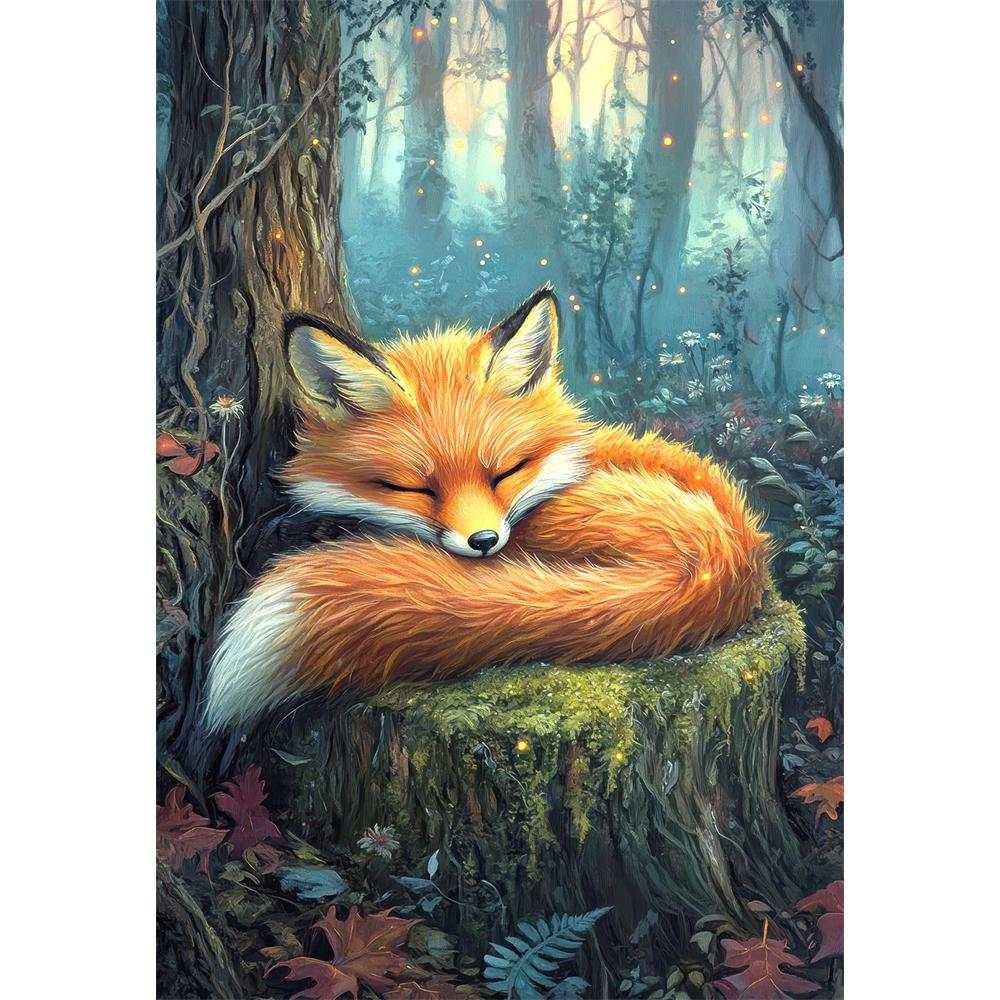 5D Diy Diamond Painting Cross Stitch Embroidery Vintage Woodland Animals Full Round Drill Home Decor Wall Art Gift