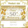 50th Wedding Anniversary Banner Decorations, White Gold Happy 50 Anniversary Party Supplies, Golden 50 Th Wedding Anniversary Decorations Decor