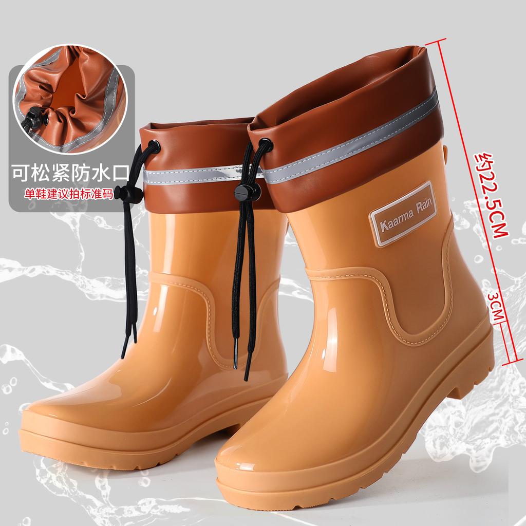 Quality bundle rain shoes women's adult fashion outer wear velvet high rain boots non-slip and anti-skid shoes