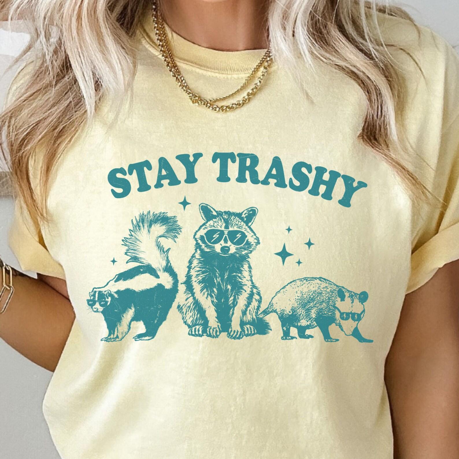 Stay Trashy T-Shirt - Funny Raccoon Comfort Colors Tee XL