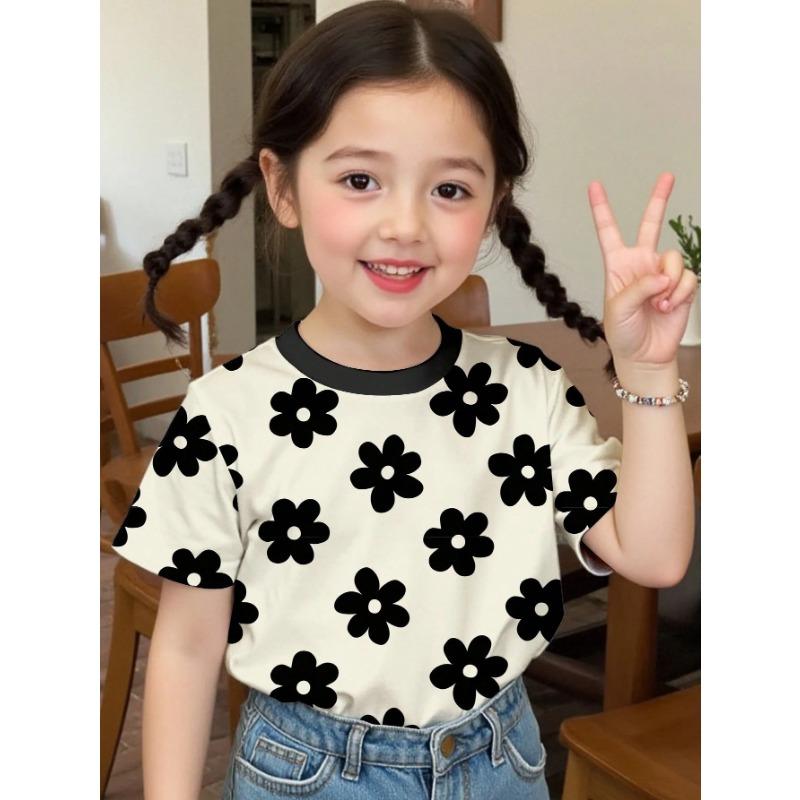 Abbigliamento Bambina Estate T-shirt con Stampa 3D Grafica Gatto Kawaii Vestiti per Bambine Esterni Manica Corta Casual Top per Bambine