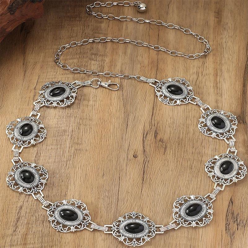 Retro Style WOMEN'S Metal Waist Chain Accessories Decorative Circle Carved Chain Belt High Style Accessories