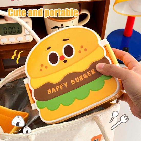 Yousheng Lunch Box Hamburger Chip Shape Food Grade Safe Airtight Leak-Proof Food Container Office Lunch Freshness Preserving Lunch Box