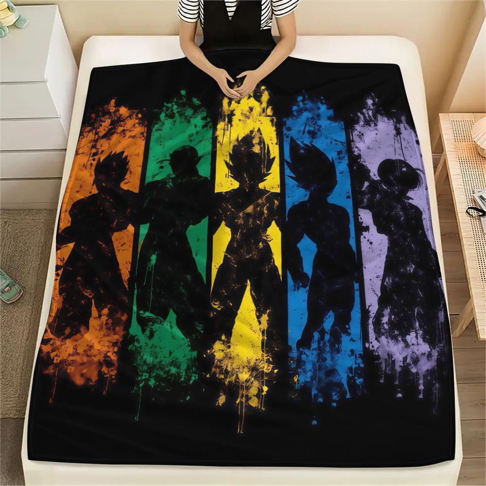 Son Goku Print Flannel Blanket, Suitable for Bedrooms, Sofas, Beds, Chairs, Picnics, Travel, Warm Soft -HE21