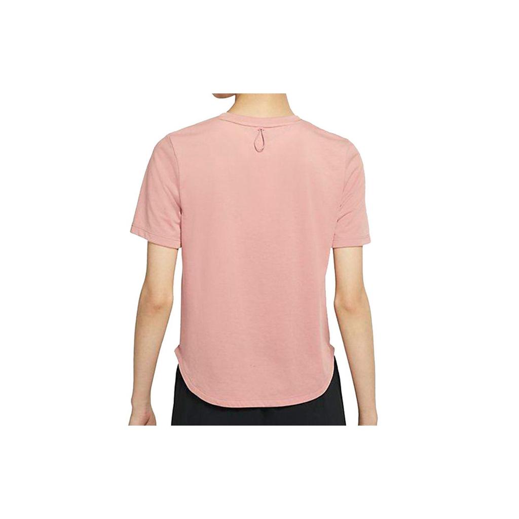 Nike Logo Print Sports Crew Neck Short Sleeve T-Shirt Women Tops Pink DC4324-685