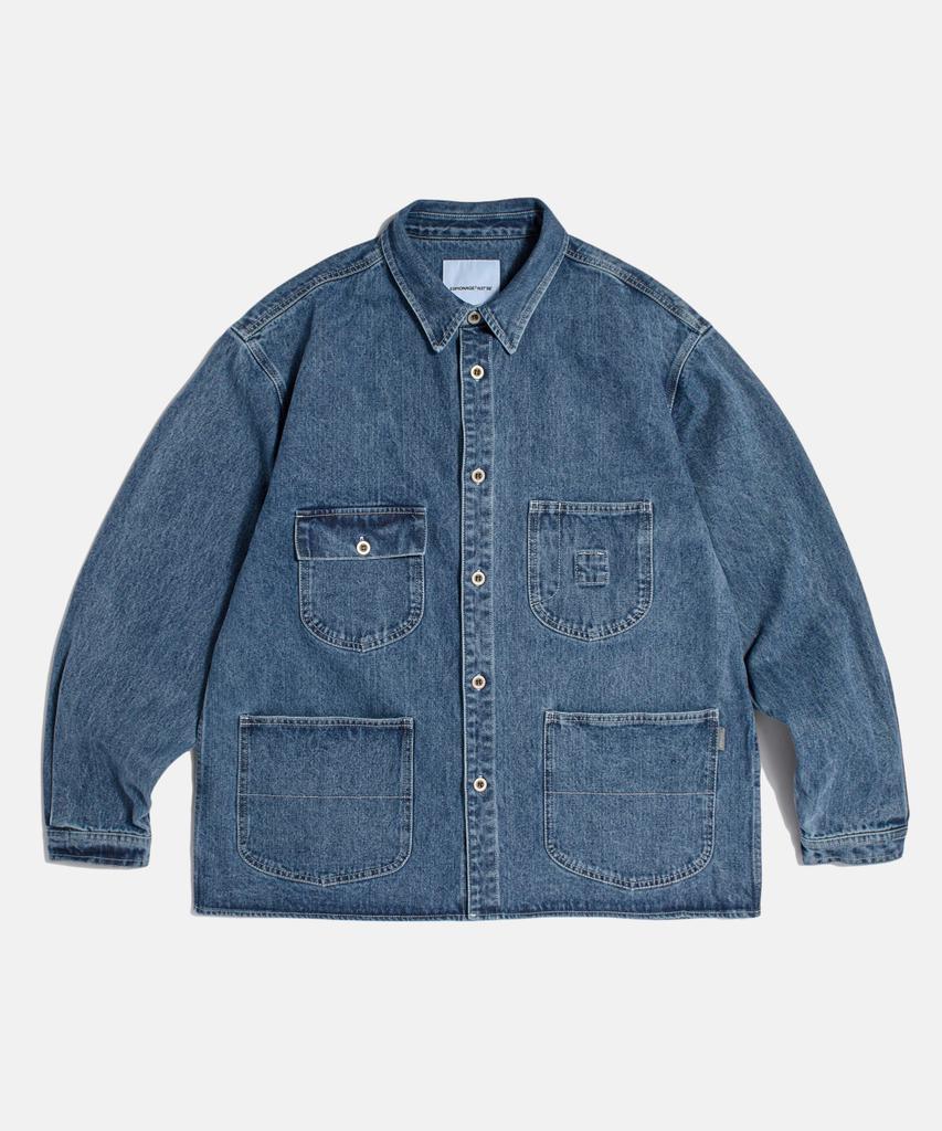 ESPIONAGE Denim Coverall Shirt Jacket Washed Indigo
