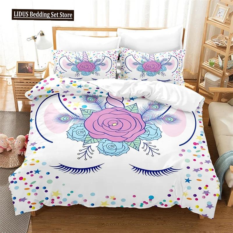 Cartoon Bedding Set Unicorn Duvet Cover Set Full Twin For Boys Girls Room Decor Cute Animals Quilt Cover Fashion Design