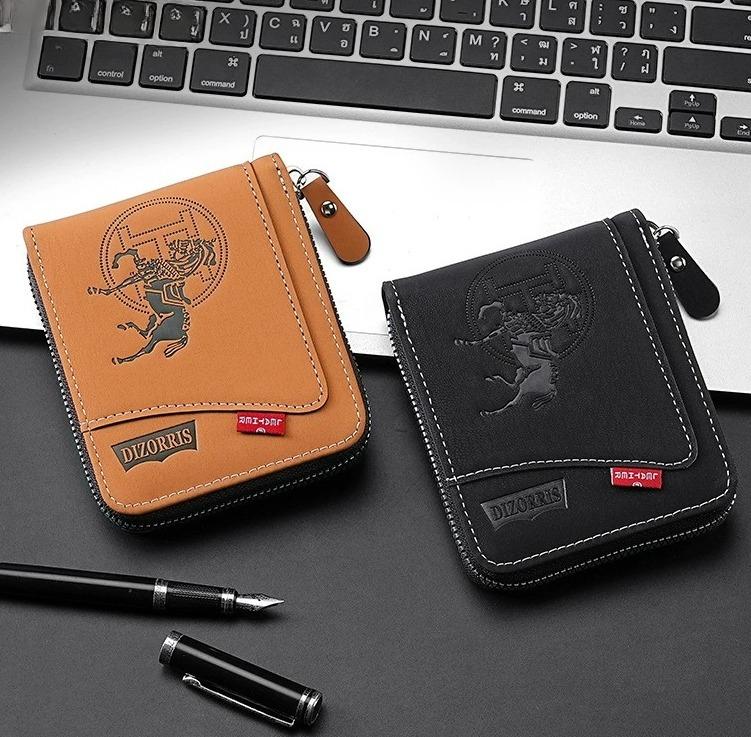 Retro Men's Wallet Money Clip Large Capacity Zipper Short Coin Purse Card Holder High Quality Purse