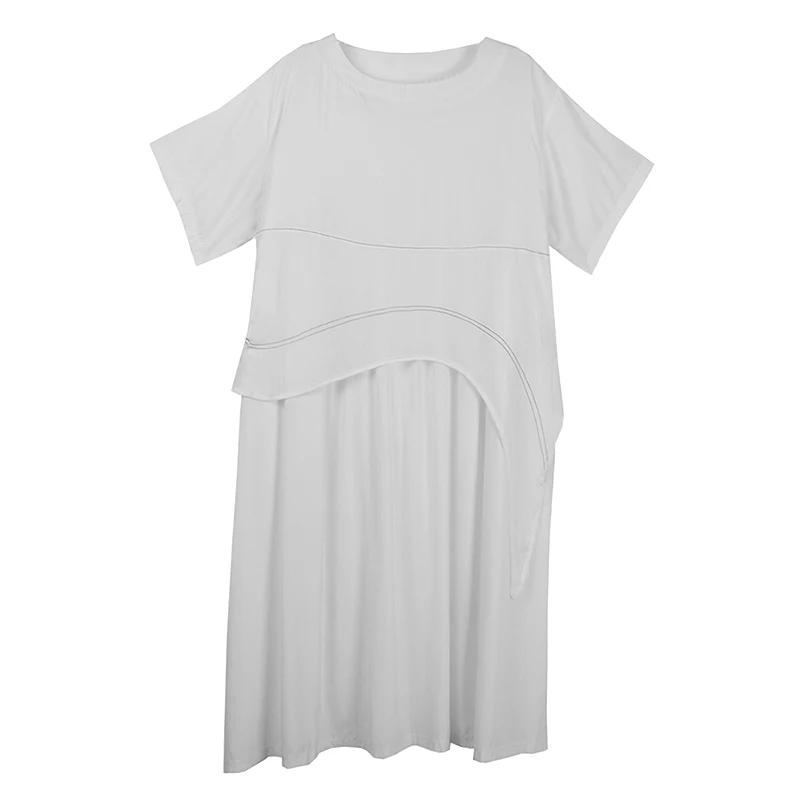 

XITAO Patchwork Solid Color Loose Dress ZMY1379 One Size белый